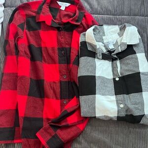 Old Navy Kids Plaid Button-Up Shirts - Red, Black, Gray, and White